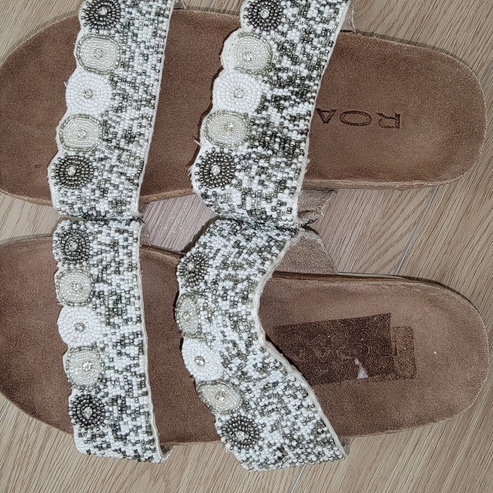 Roan By Bed Stu Women's Beaded Sandals - Black and White Sz 6.5